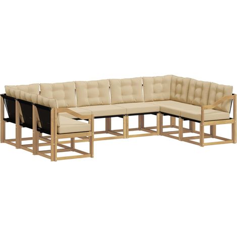 Outdoor-Sofagarnitur mit Kissen 9 pcs Weiß und Beige vidaXL (1/5)