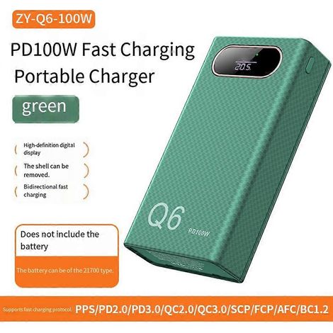 Boîtier de batterie externe DIY pour 6 batteries 21700 Q6 PD 100W 20V 5A, détachable, pour ordinateur portable (1/4)