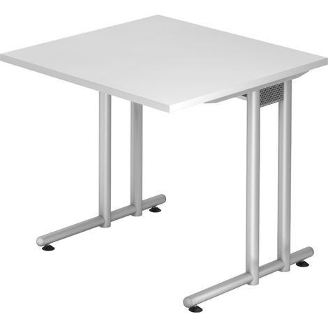 bümö Schreibtisch Serie-N Quadrat: 80 x 80 cm  Weiß