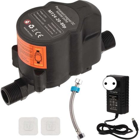 Pompe de surpression automatique 24 V CC – petite pompe de recyclage de douche silencieuse, alimentation UE 100–240 V (1/4)