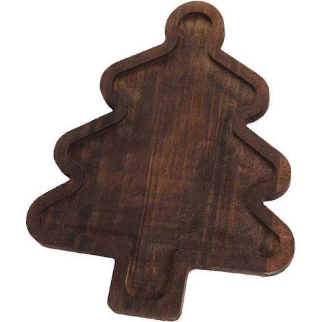 Plateau de service décoratif, centre de table, assiette à fruits en bois, plateau compartimenté pour biscuits et sandwichs-Christmas Tree (1/5)