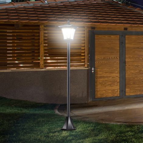Lanterne solaire de jardin à LED, lampadaire en acier inoxydable, 160 cm de haut, résistante au vent, éclairage extérieur, IP44, lampe solaire avec capteur de luminosité, 30 lumens, piquet de sol, lam (1/5)
