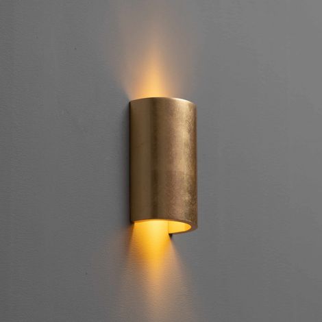 Runde vergipste Wandlampe mit goldenes Blatt - Aries