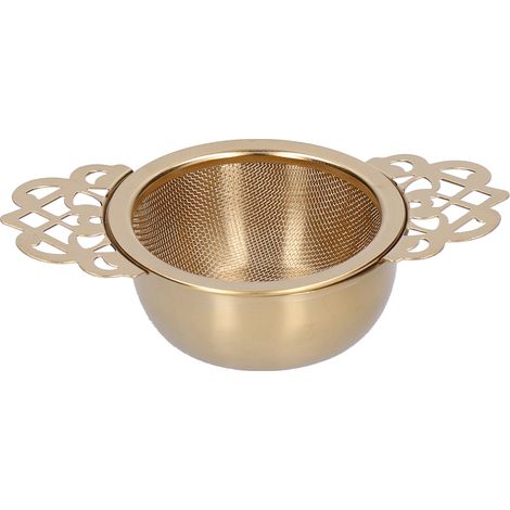 Passoire à thé en acier inoxydable, infuseur à feuilles de thé, filtre double oreille, ustensile de cuisine, or (1/5)