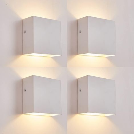Lot de 4 appliques murales LED d'intérieur, 3000K, 6W, éclairage indirect pour salon, applique murale moderne en aluminium, appliques murales LED de