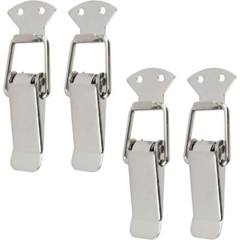 Loquet à ressort, sans mécanisme de verrouillage, argenté, entraxe de 47 mm, 4 loquets à bascule en acier inoxydable. (1/4)