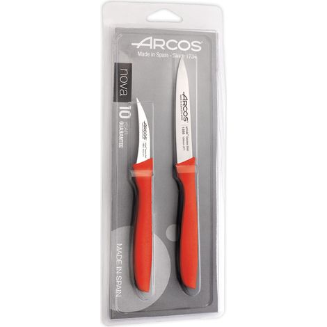 Set di coltelli Mondadores Arcos Nova 189422 in acciaio inox Nitrum e mango Lama in polipropilene colore verde 80 cm da 2 pezzi in blister pack