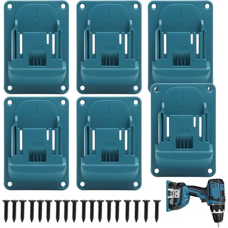 6 Pièces Installer le Support de Montage Mural pour Makita avec 24 vis, Range-outils Mural pour Ateliers et Garages, Compatible 14,4/18 V (Bleu) (1/5)