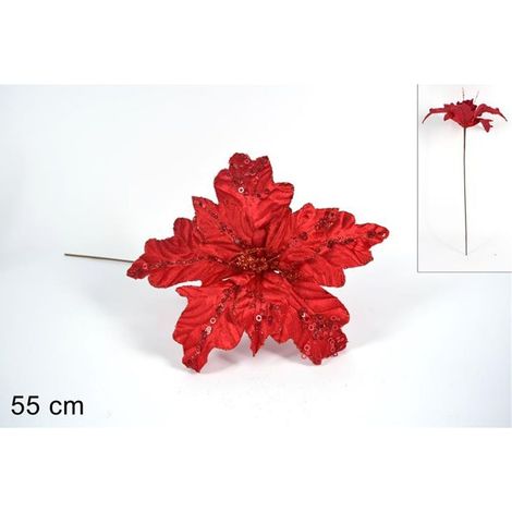 Decorazioni natalizie addobbi per Albero di Natale Fiore Stella Bianco Rosso ghirlande casa negozi vetrine cm 55 grande - colorigenerali: ROSSO - PEZZI: 9 PEZZI
