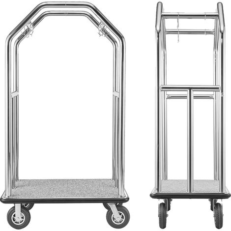 Chariot à bagages d'hôtel, en acier inoxydable robuste, capacité de 1500 lbs, 1500 lbs (1/2)