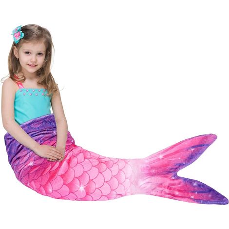 Couverture Queue de Sirène – Couverture Douillette En Flanelle Peluche Sac de Couchage pour Fille Enfant 140 x 60 cm (1/5)