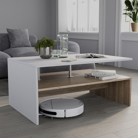 Mesa de centro Amato, Blanco/Sonoma, 90 x 52.6 cm, Vicco (1/5)