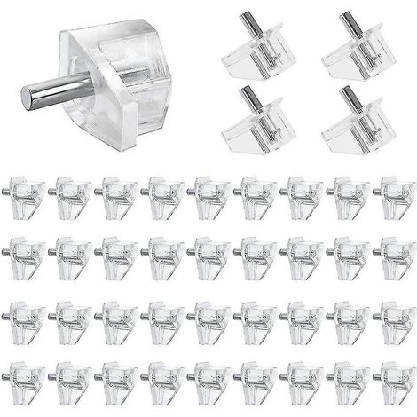 50 supports d'étagère transparents de 3 mm pour placards et étagères. (1/5)