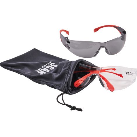 Scan Wrap Around Safety Glasses Smoke Clear UV Protect Flexi Specs SCAPPEFSTWIN (1/5)