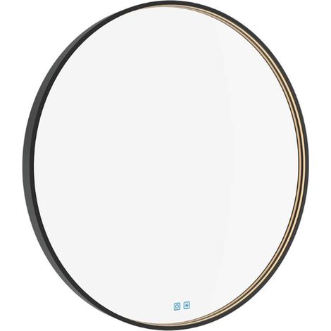 Nimco Spiegel - Spiegel mit LED-Beleuchtung, Durchmesser 90 cm, Berührungssensor, schwarz ZPC 31003RVX-90