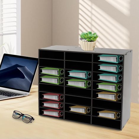 24 Compartiments Organisateur de Bureau Corbeilles à Courrier Étagère de Casier A4 Module de Rangement Support de Classement Papier Porte Document Plateaux de Fichier pour Bureau à Domicile Noir (1/5)