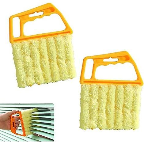 Detergente per persiane veneziane, spazzola per la pulizia delle persiane veneziane, rimuovi polvere e sporco, 7 lame, con copertura in microfibra lavabile, 2 pezzi (1/5)