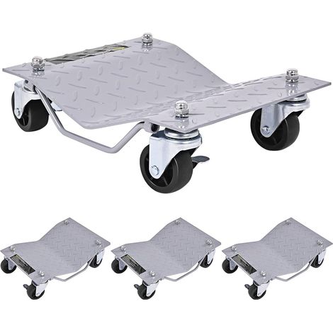 COSTWAY Rangierhilfe 4 Stück, 680 kg pro Plattform, Max. Reifenbreite 30 cm, Rad Rangierroller Rangierheber, Wagenheber für PKWs, Autos, LKWs, Traktoren, Mobile Reifenplattform, Grau (1/5)