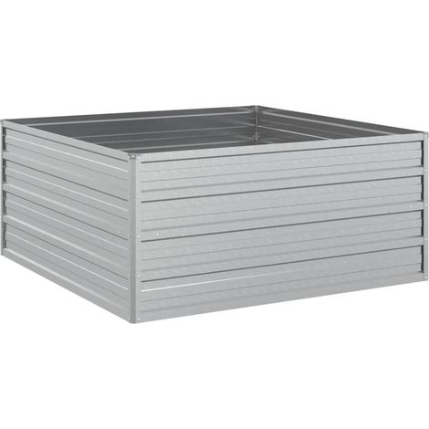 Macetero bancal elevado plantas flores terraza jardín jardín 100 x 100 x 45 cm acero galvanizado plateado Plata 020039293