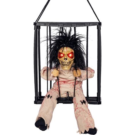 Animierte Halloween Deko mit Bewegungsmelder, Schreiender Totenkopf鈥慘盲fig mit Leuchtenden Augen & Gruseligen Ger盲uschen, Spukhaus Horror Requisit f眉r Halloween Party (1/5)