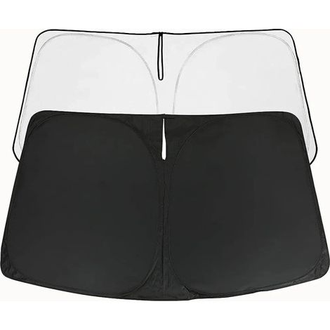 Confezione da 2 parasole pieghevoli in rete per parabrezza anteriore e finestrini laterali (140x70 cm) (1/5)