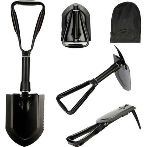Pelle multifonctionnelle pliable - PZCC - 58 cm - Acier au carbone - Ultra-stable - Sac de transport - Camping (1/4)