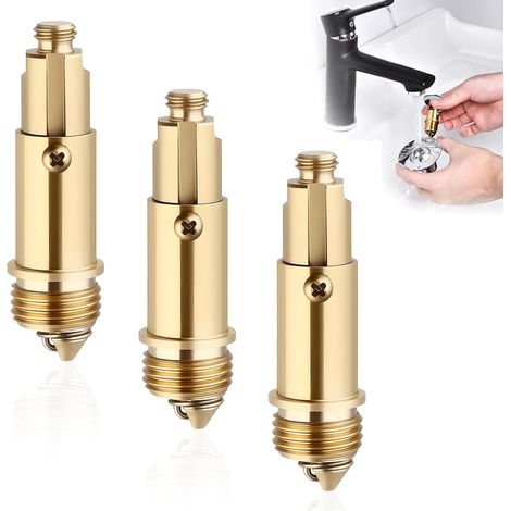 Pop-up Boulon en Laiton, 3Pcs Bondes à Ressort en Laiton, Bonde de Lavabo en Laiton avec Mécanisme à Ressort et Boulon, Clic Clac Bouchon d'évier, Remplacement pour évier de Baignoire (1/5)