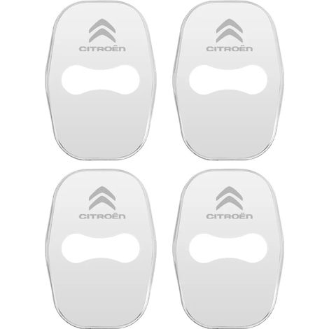 Cache-serrure de porte de voiture en métal argenté, compatible avec Citroën C4, C3-XR, C5 Aircross, C6, C-quatre Picasso, C-Élysée, C4L et C3L. Autocollants et badges d'emblème. (1/4)