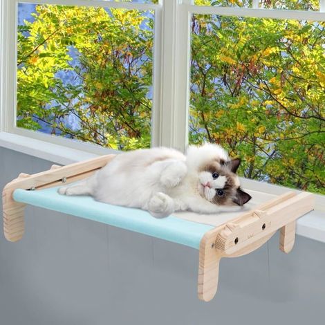 Hamac pour chat pour fenêtre en bois - VANGUARDIS - 2 en 1 - Perchoir et lit suspendu - Sans perçage - Boucles réglables (1/5)