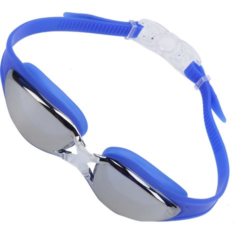 Lunettes de natation pour adultes, protection UV, antibuée, étanches, finition électroplaquée, bleues (1/5)
