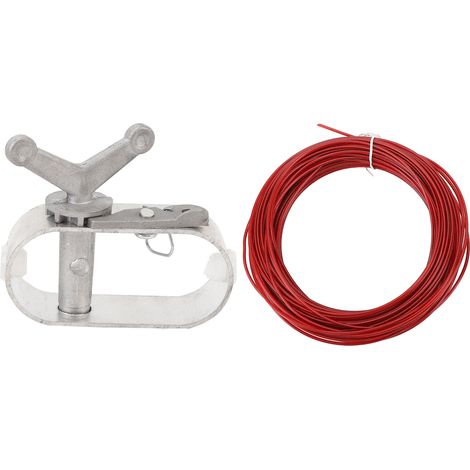 Kit câble et treuil pour couverture de piscine, 30 mètres de câble galvanisé, cliquet à ressort robuste pour piscines hors sol en hiver. (1/5)