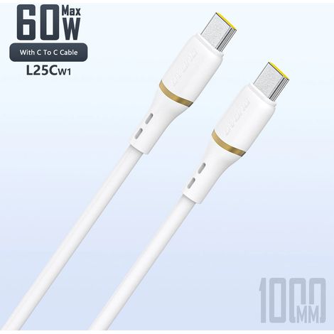 Cable USB-C de silicona de 60 W y 1 m - Blanco (1/5)