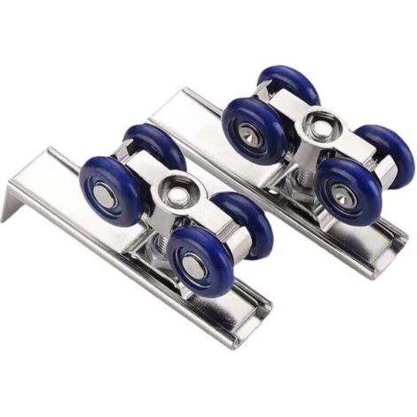 Lot de 2 roulettes pour porte coulissante, poulies, rail de suspension en bois pour armoire. (1/5)