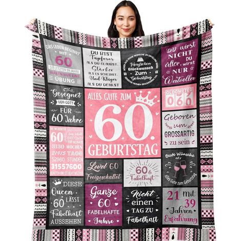 Yesbird 60. Geburtstag Frauen Deko Geschenk Decke 150x130CM (1/5)