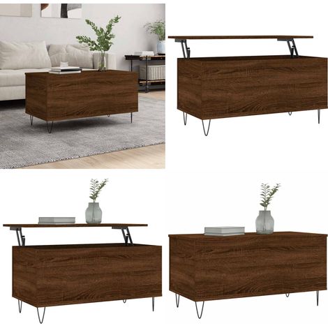 vidaXL Mesa de centro madera contrachapada roble marrón 90x44,5x45 cm (1/5)