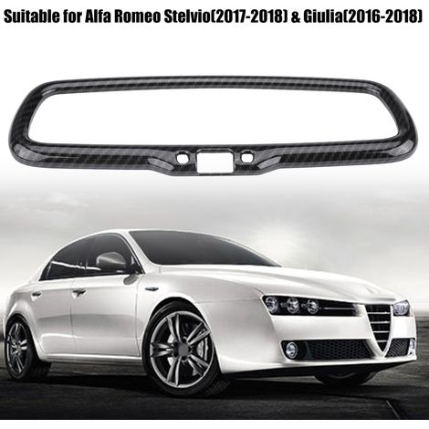 Kunststoff-Innenspiegelrahmen für Alfa Romeo Stelvio und Giulia, Schutzleiste, Ersatzabdeckung, mattschwarze Ausführung, Innenraumzubehör (1/5)