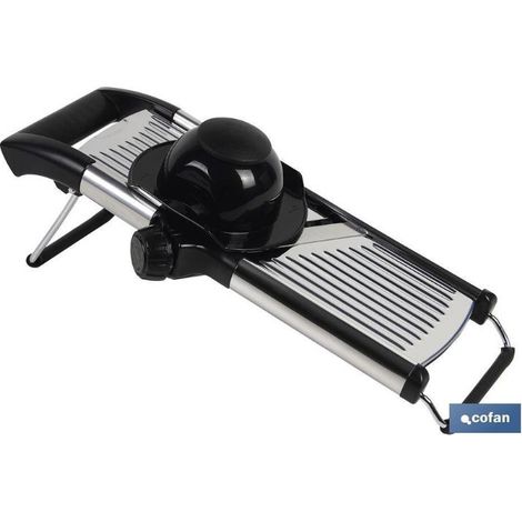 COFAN mandolina de acero inox. 41,8x16,5x6,5 cm , Mandolina cortadora de cocina fabricada en acero inoxidable de muy buena calidad. Sus medidas son de 41,8 x 16,5 x 6,5 cm. Cuenta