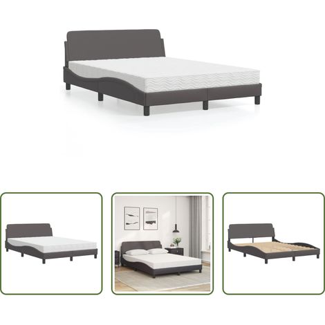 Kunstlederbett - Bett mit Matratze "Dover" Grau 140x190 cm Kunstleder (1/5)
