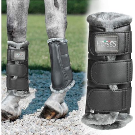 Pony, Nero e Grigio: Stinchiere Horses soft in ecopelle con interno in morbido pelo (1/3)