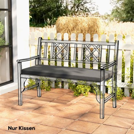 Cuscino da panchina idrorepellente, cuscino per seduta da esterno con fodera sfoderabile e cinghie di fissaggio per giardino e terrazzo, 110 x 46 cm, grigio scuro
