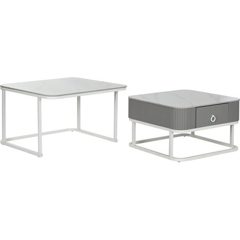 Mesa Centro Set 2 Piedra Sinterizada 70X70X45 (1/5)