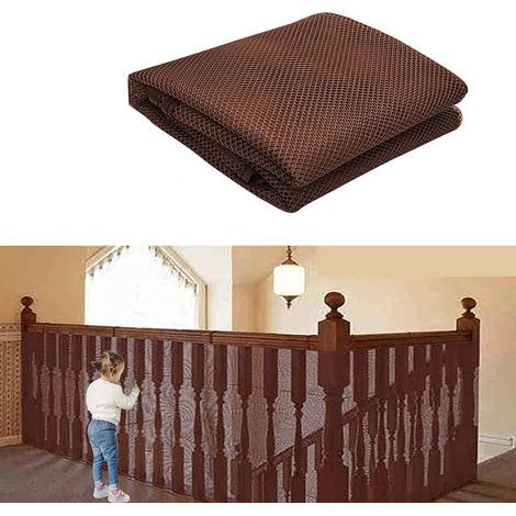 Rete di Sicurezza per Scale, Rete per Scale di Sicurezza, Rete per Scale di Sicurezza per Bambini, Rete per Scale per Bambini, Rete di Sicurezza per Balcone, Rete di Protezione per Bambini (Marrone-75 (1/5)
