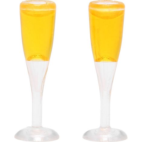 Lot de 2 verres à champagne miniatures pour maison de poupée, accessoires de bar et pub, modèle de coupe de fête. (1/5)