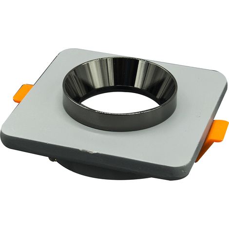 Porta Faretto Gesso Quadrato Incasso Grigio Supporto Lampada Cromo Nero GS-5013 (1/3)
