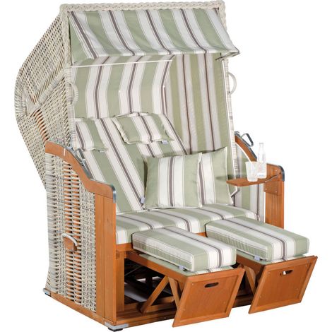 Gartenstrandkorb Rustikal 250 PLUS 2-Sit zer, Halbliegemodell Kunststoffgeflecht