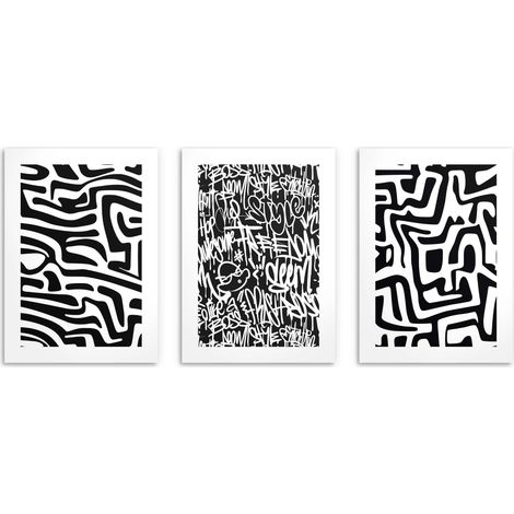 Carteles modernos Patrones geométricos abstractos Grafiti para la pared 3x30x40 (1/5)