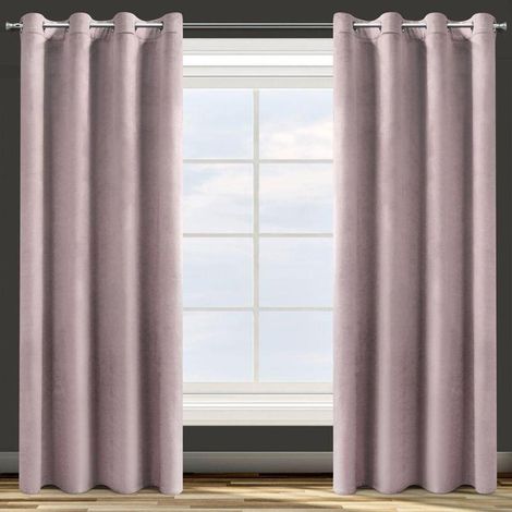 Eurofirany ROSA Tenda in Velluto con Occhielli - 1 Unità, Soffice, Pannello, Drappo Classico, Glamour, Elegante, Soggiorno, Camera da Letto, 290 g/m2, 140x250 cm, Rosa Cipria (1/5)