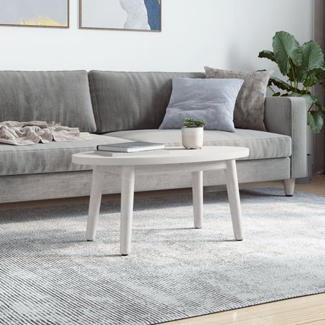 Maison Exclusive - Piano Tavolo Bianco 80x40x2,5cm in Legno Massello di Pino Ovale