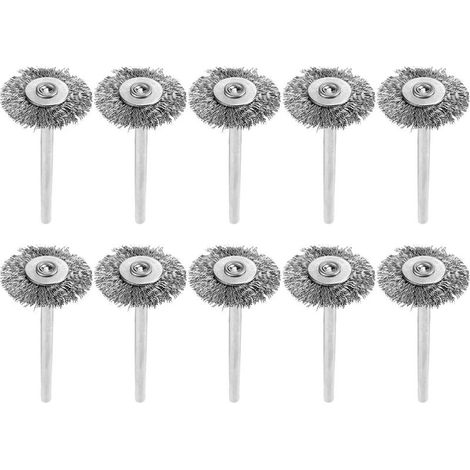 Lot 10 mini brosses rotatives – fil acier inoxydable – nettoyage / polissage – auto / navale / construction / électronique (1/5)