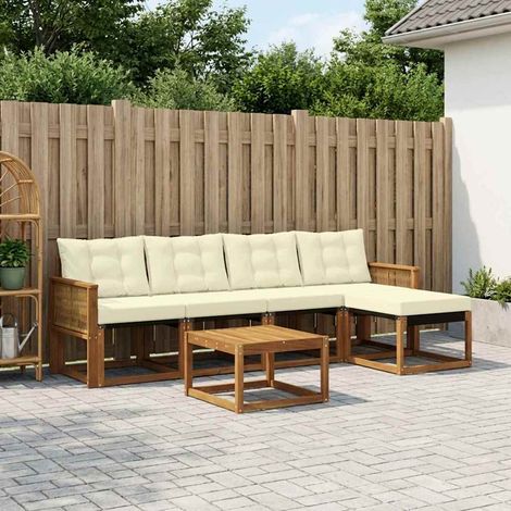 vidaXL Set di divani da esterno con cuscino 6 pcs Naturale e